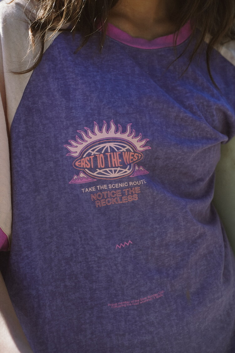 Notice the reckless FEMMES SCENIC ROUTE RAGLAN OVERSIZED TEE
