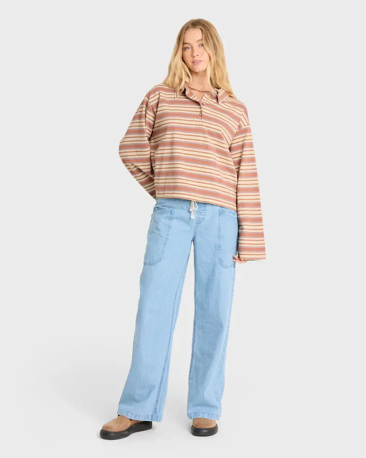 Billabong WOMEN'S SUGAR STRIPE LONG SLEEVE POLO