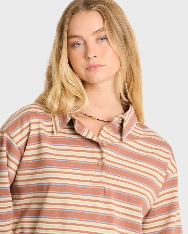 Billabong WOMEN'S SUGAR STRIPE LONG SLEEVE POLO