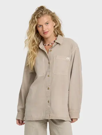 Billabong FEMMES WASHED ASHORE 2 LONG SLEEVE WOVEN SHACKET COBBLESTONE