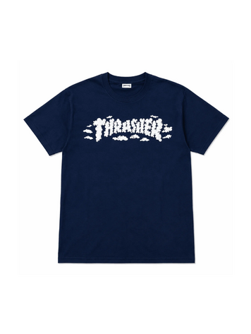 Thrasher MEN'S CLOUDS BY KEVIN SPANKY LONG SHORT SLEEVE T-SHIRT NAVY