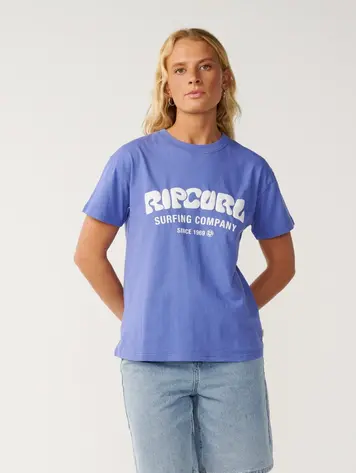 RIP CURL WOMEN'S SURF PUFF PARTY PACK RELAXED TEE MID BLUE