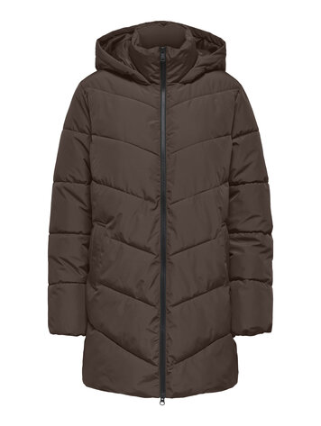 Only WOMEN'S CLAIR PUFFER COAT CHOCOLATE BROWN