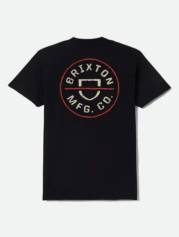 Brixton MEN'S CREST II STANDARD T-SHIRT BLACK/IVORY/BRICK RED