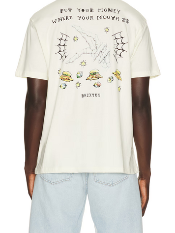 Brixton MEN'S BURGER SHE WROTE STANDARD T-SHIRT NATURAL