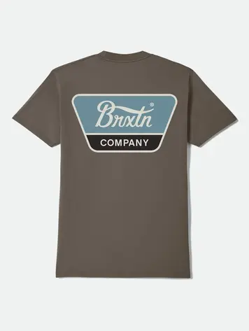 Brixton HOMMES LINWOOD STANDARD T-SHIRT EARTH/OFF WHITE/JADE