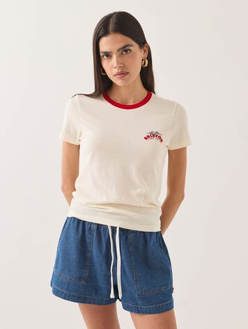 Brixton WOMEN'S BRIXTON BANNER SLIM CREW T-SHIRT OFF WHITE