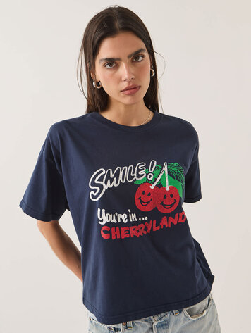 Brixton FEMMES CHERRYLAND BOXY CROPPED CREW WASHED NAVY