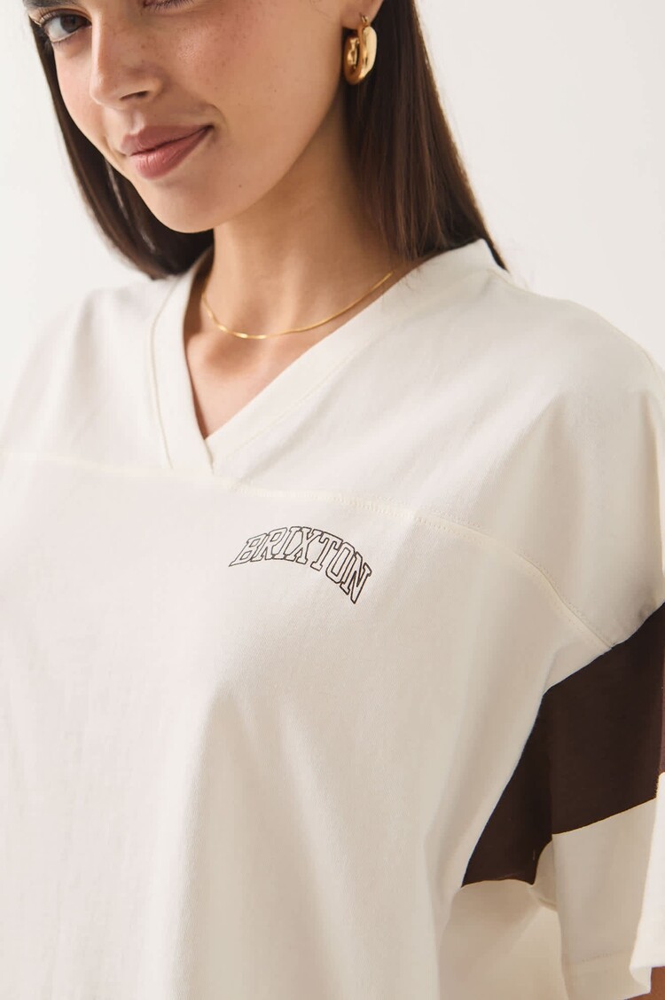 Brixton WOMEN'S BRIXTON BOXY CROPPED FOOTBALL T-SHIRT