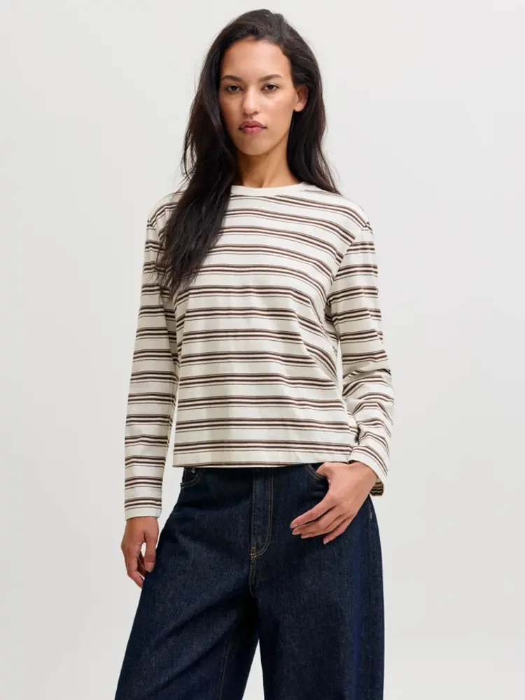 JJXX WOMEN'S SOPHIA BOXY LS STRIPE T-SHIRT