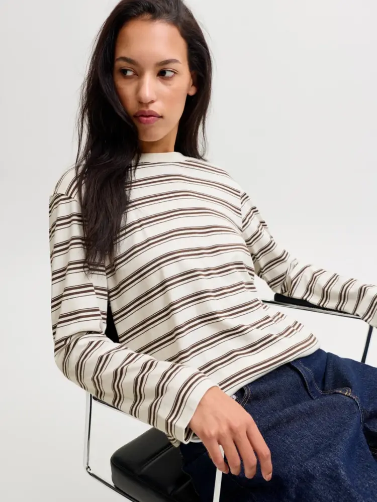 JJXX WOMEN'S SOPHIA BOXY LS STRIPE T-SHIRT
