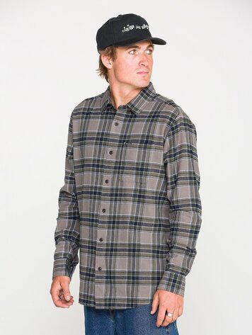 Volcom MEN'S CADEN PLAID LONG SLEEVE PEWTER
