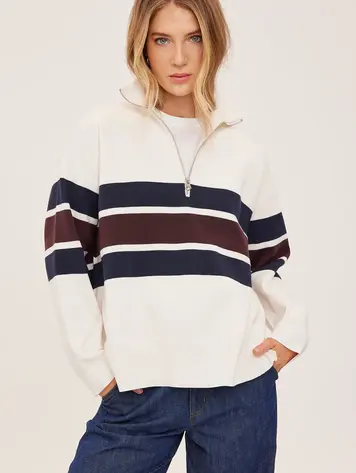 Gentle fawn WOMEN'S IDRIS STRIPED SWEATER CREAM STRIPE