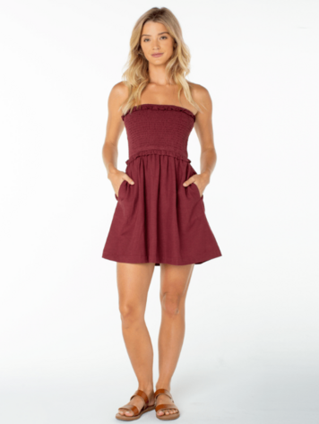 Roxy WOMEN'S AVALON TUBE MINI DRESS PORT SOLID