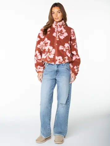 Roxy WOMEN'S COLD SURF ZIP UP CHUTNEY HIBISCUS