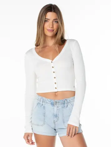 Roxy WOMEN'S TERRACE LONG SLEEVE TOP CLOUD DANCER RETRO STRIPE