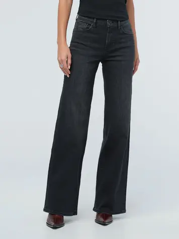 Du/er FEMMES PERFORMANCE DENIM+ HIGH RISE WIDE LEG FADED BLACK