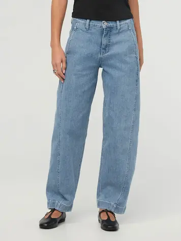 Du/er WOMEN'S PERFORMANCE DENIM + HIGH RISE BARREL LIGHT STONE