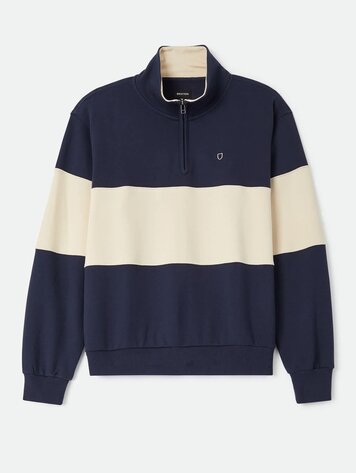 Brixton HOMMES DANVILLE QUARTER ZIP FLEECE NAVY/WHITECAP