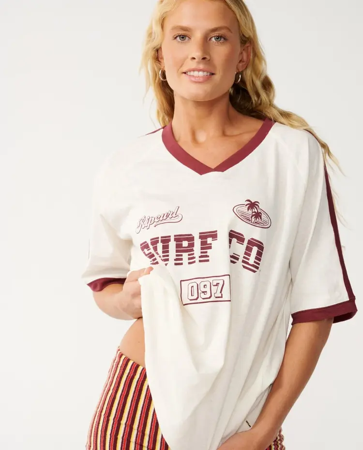 RIP CURL FEMMES SURF CO OVERSIZE V NECK TEE