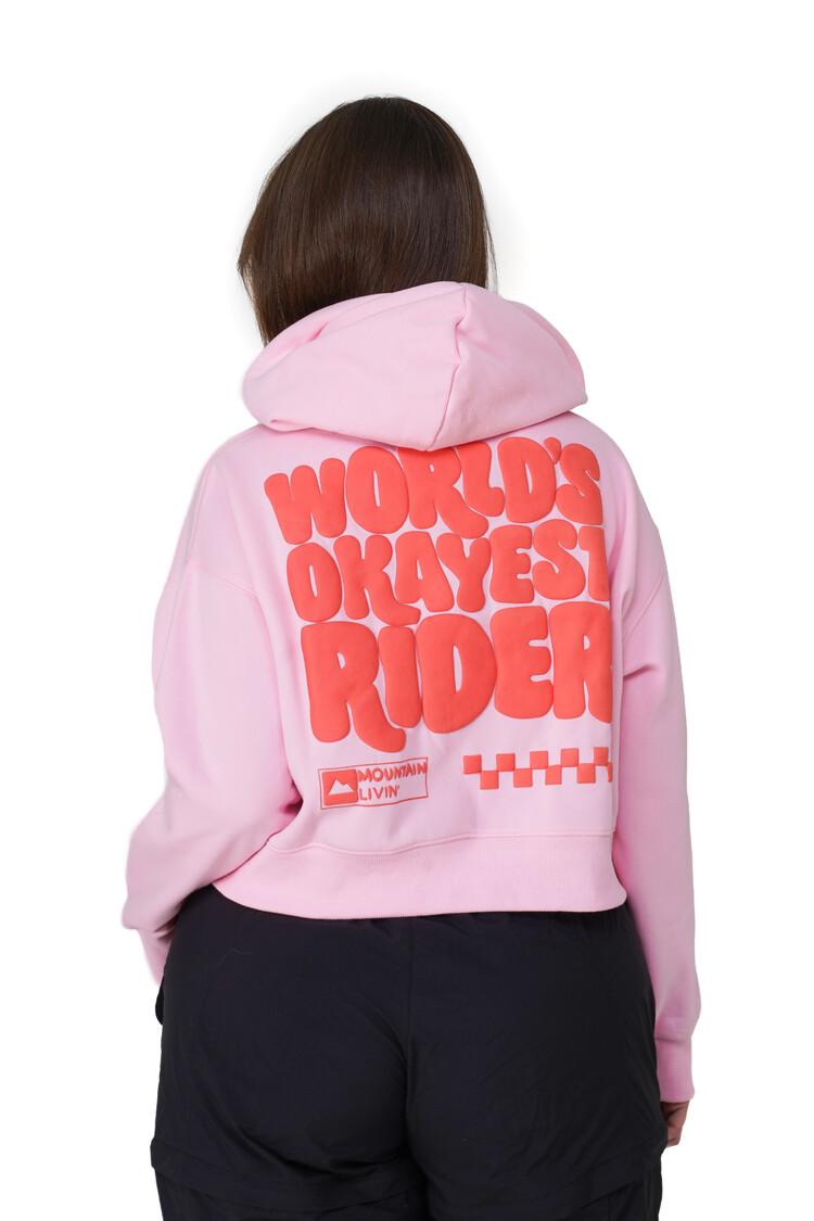 Notice the reckless FEMMES OKAYEST RIDER CROPPED HOODIE