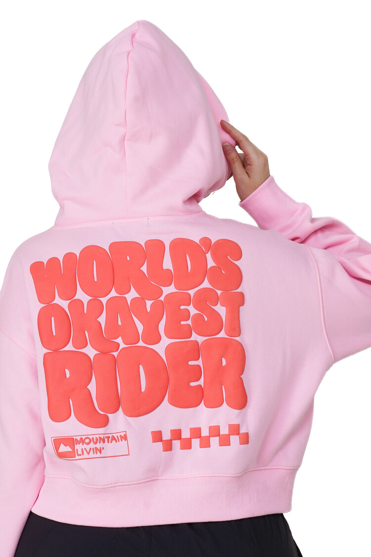 Notice the reckless WOMEN'S OKAYEST RIDER CROPPED HOODIE