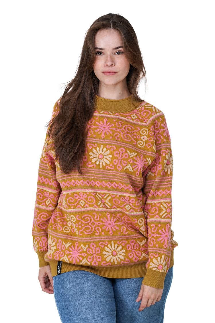 Notice the reckless FEMMES NORDIC FLORA TEXTURED SWEATER