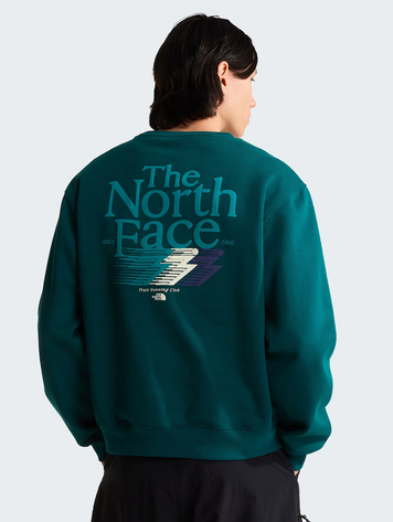 THE NORTH FACE MEN'S RETRO TRAIL RELAXED GRAPHIC SWEATSHIRT PACIFIC TEAL