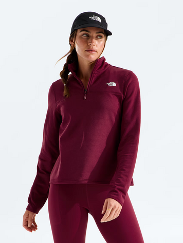 THE NORTH FACE WOMEN'S CEDAR TRAIL GRID FLEECE 1/4 ZIP BURGUNDY CRUSH
