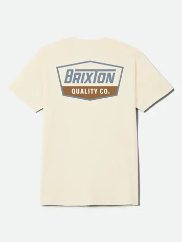 Brixton MEN'S REGAL STANDARD T-SHIRT CREAM/GREY BLUE/LIGHT BROWN