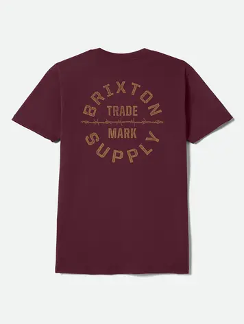 Brixton MEN'S OATH V STANDARD T-SHIRT BURGUNDY/TOBACCO