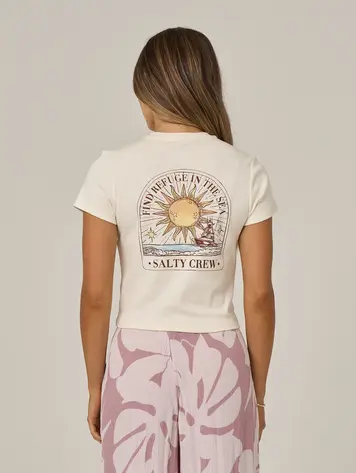 Salty crew WOMEN'S CELESTIAL SUN BABY TEE OFF WHITE