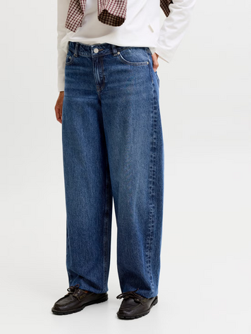 JJXX WOMEN'S FUJI BARREL MID WAIST JEANS BLUE DENIM