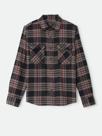 Brixton MEN'S BOWERY FLANNEL BLACK/RED EARTH