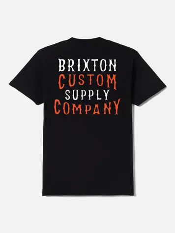 Brixton MEN'S WHEATON STANDARD T-SHIRT BLACK WORN WASH