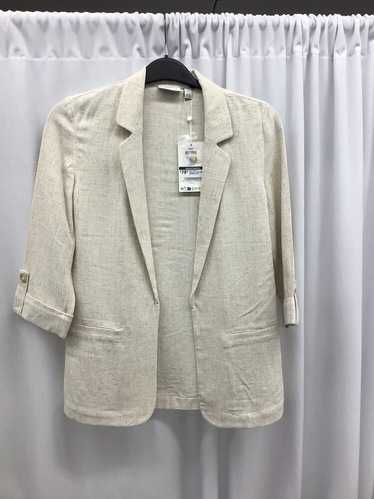 Only WOMEN'S SIESTA 3/4 OPEN LIN BLAZER