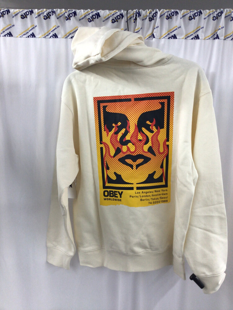 Obey MEN'S OBEY ICON STENCIL FLAME HOODED FLEECE