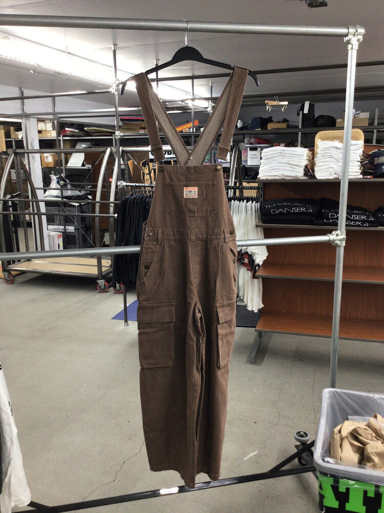 Notice the reckless WOMEN'S COFFEE BARREL OVERALLS