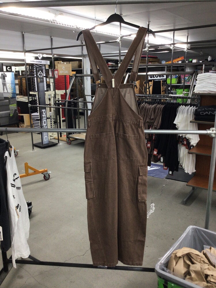 Notice the reckless WOMEN'S COFFEE BARREL OVERALLS