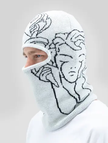 Beyond Medals MEN'S JACQUARD KNIT BALACLAVA ANGEL WHITE