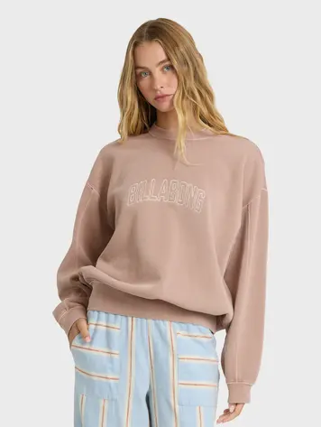 Billabong FEMMES VIBES KENDAL CREWNECK SWEATSHIRT WARM TAUPE