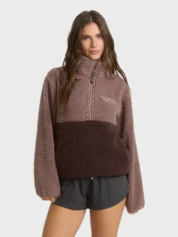 Billabong FEMMES HORIZON SHERPA MOCK NECK HALF ZIP SWEATSHIRT ACORN
