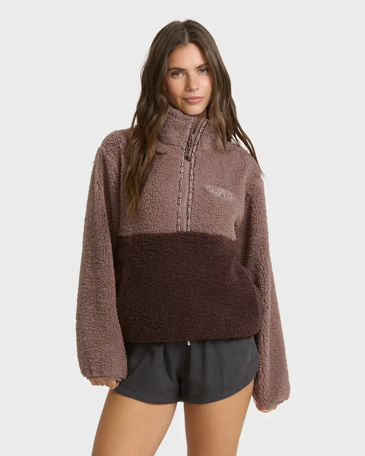 Billabong WOMEN'S HORIZON SHERPA MOCK NECK HALF ZIP SWEATSHIRT