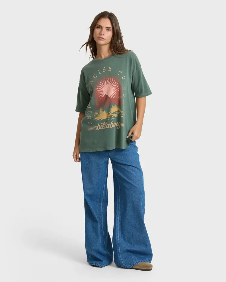 Billabong WOMEN'S SUNSET VIEW SHORT SLEEVE COTTON T-SHIR