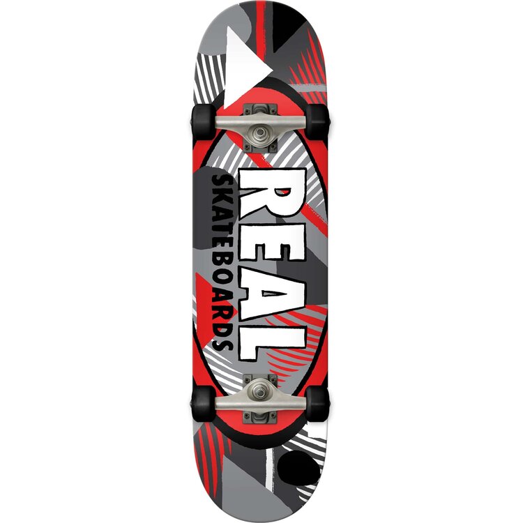 Real HATCHED OVAL COMPLETE SKATEBOARD RED