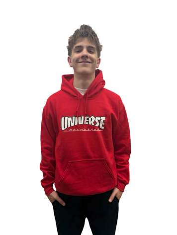 Universe Boardshop THRASHED UNIVERSE HOODIE RED/BLACK/WHITE/WHITE