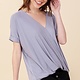 Double Zero Surplice Front Top with Roll Up Sleeve