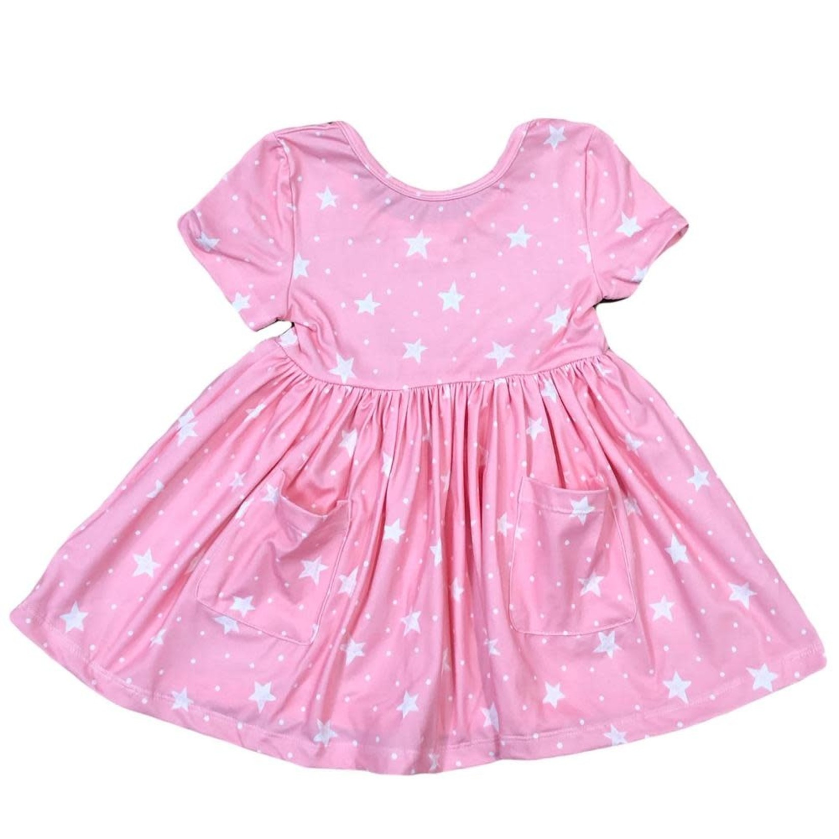 Mila & Rose Pink Star S/S Pocket Twirl Dress