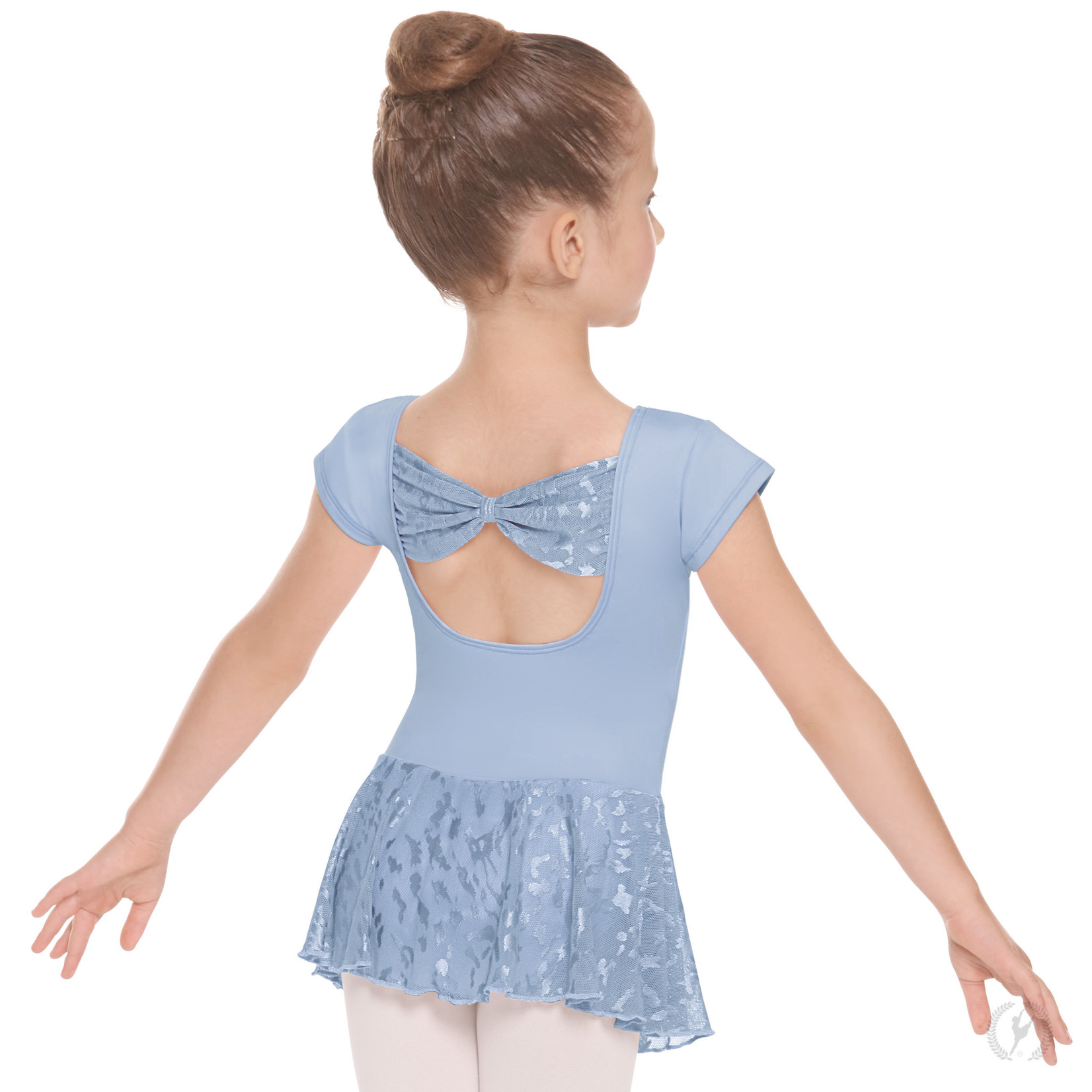 Eurotard 78285 Girls Mesh Bow Back Short Sleeve Dance Dress