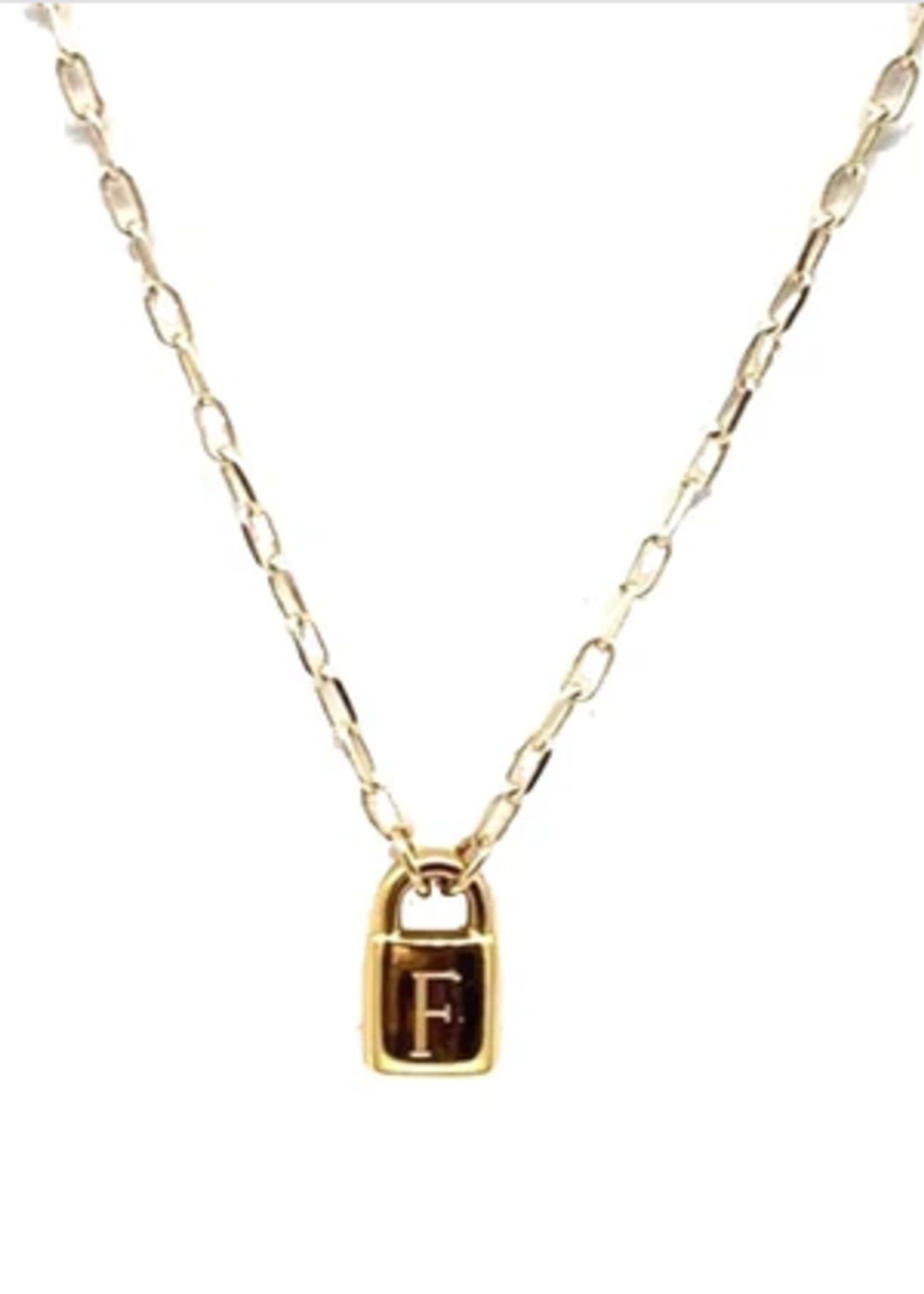 FARRAH B JEWELRY INITIALLOCK NECKLACE